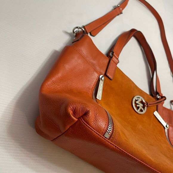 Michael Kors Orange Suede Leather Purse Handbag - Picture 9 of 16
